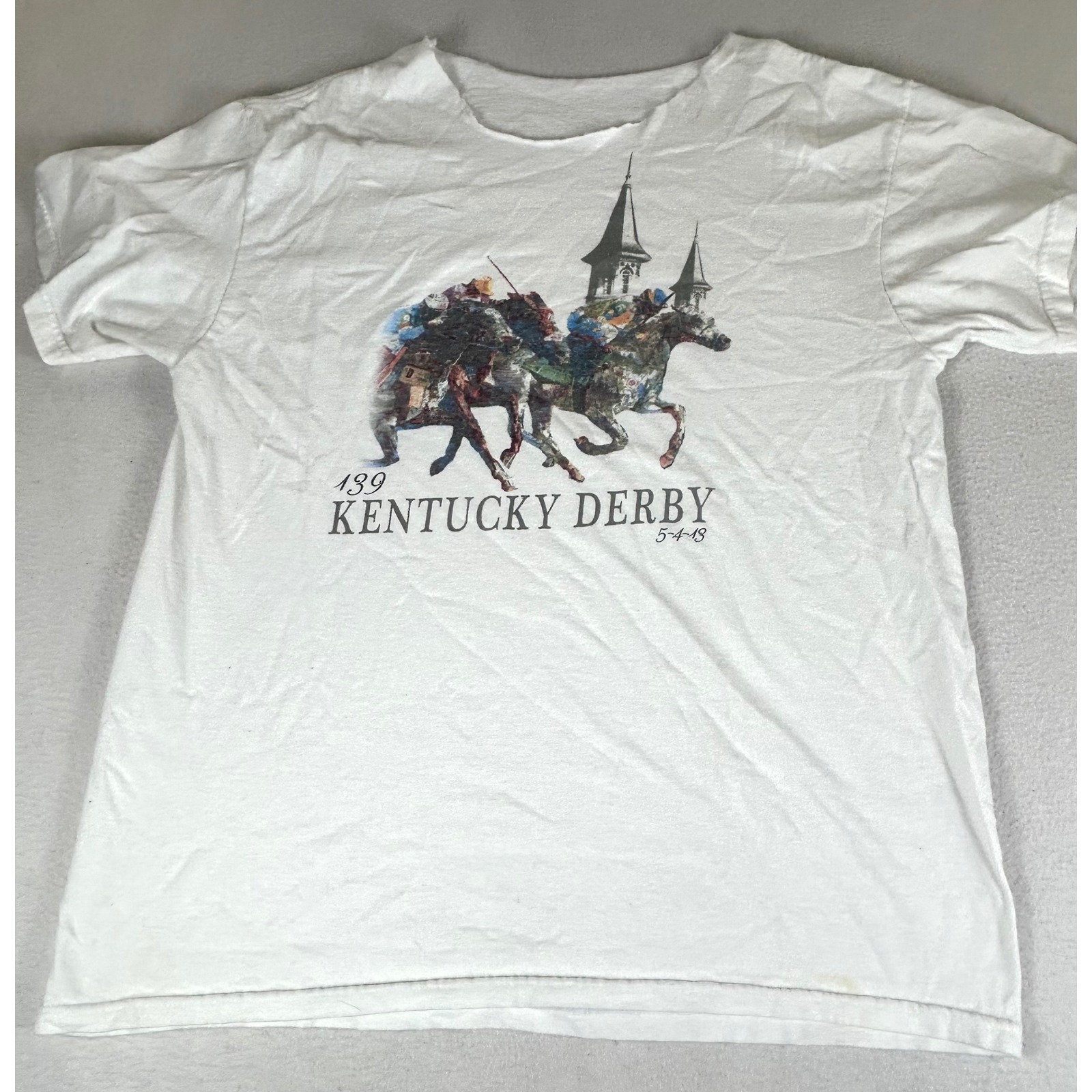 Kentucky Derby Graphic TShirt Women Xl White Distressed Equestrian 2013